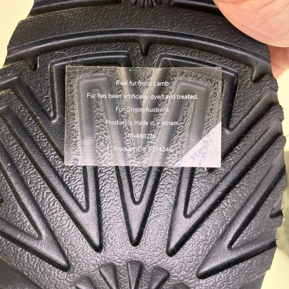 UGG Classic Mini Maxi Curly Platform Boot Size 8 Black Sheepskin Bow Ankle - Picture 15 of 16